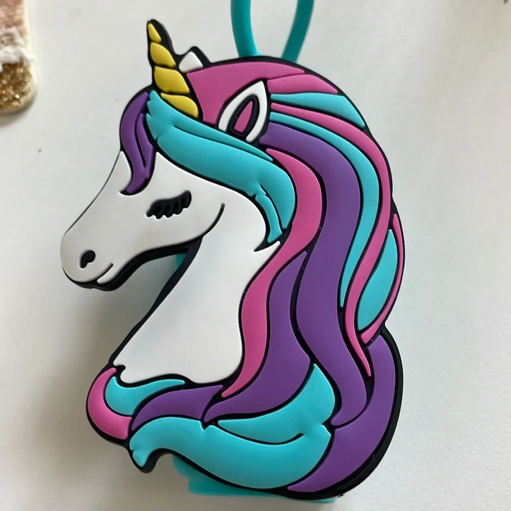 New Unicorn Hand Sanitizer Holder - Bag Charm - Backpack - Pink - Purple - White